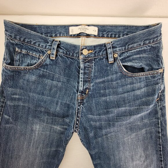 Abercrombie & Fitch Jeans Women's 10/30 Blue Mid Rise Button Fly Straight Distr - Picture 5 of 12